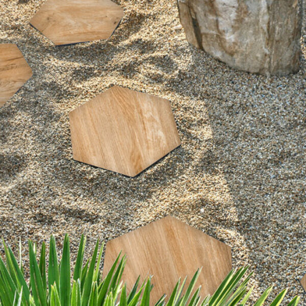 Trittplatte DM 60-52 cm esagono foresta chiaro