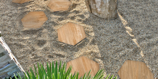 Trittplatte DM 60-52 cm esagono foresta chiaro